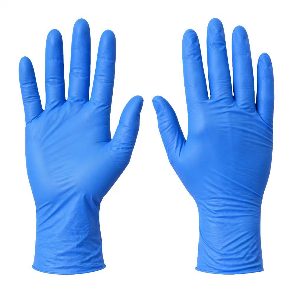 Blue nitrile exam glove